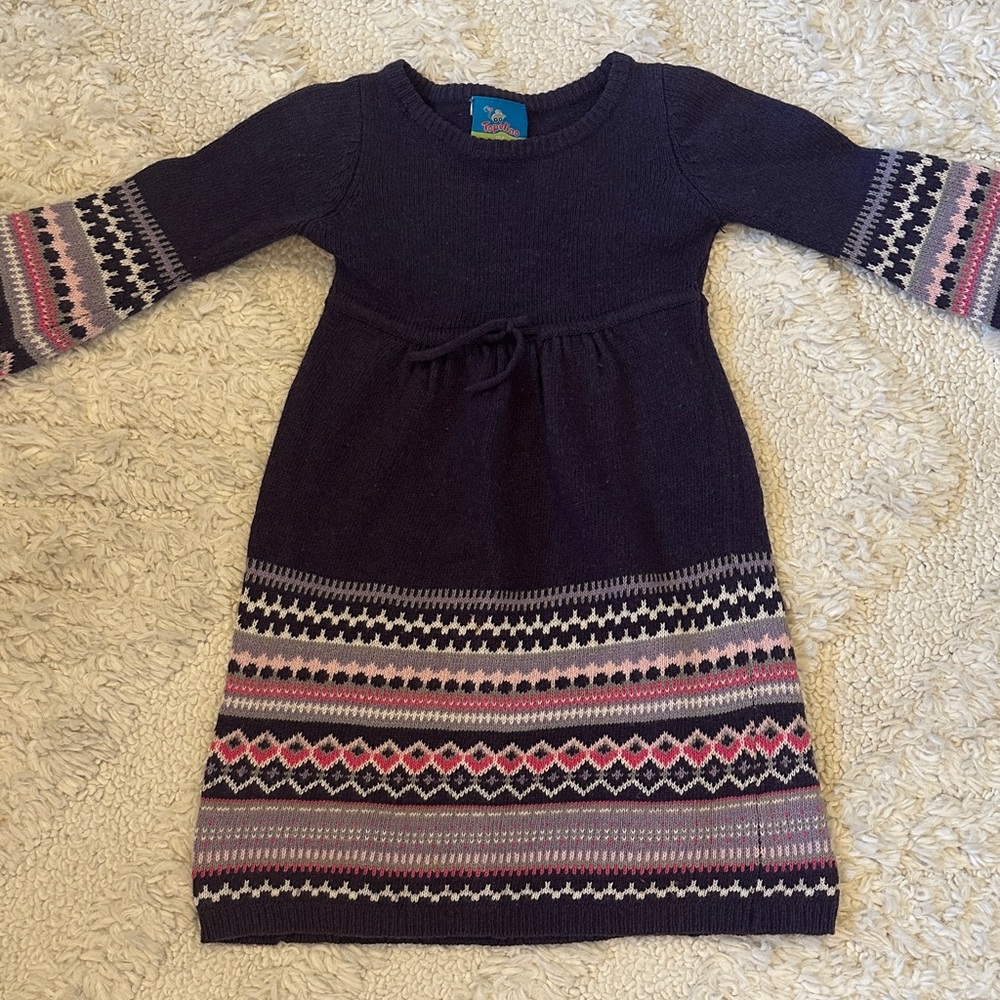 4T Chic Knit Winter Kids Dress in Purple and Pink